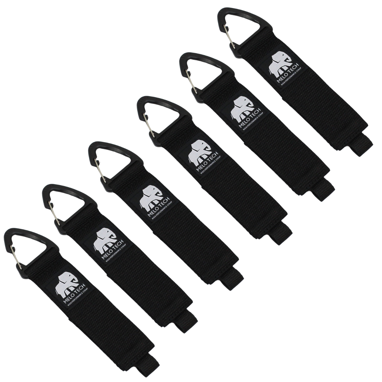 MELO Tech Klett-Kabelgurt mit Karabinerhaken 33 x 3,8 cm 6er Pack